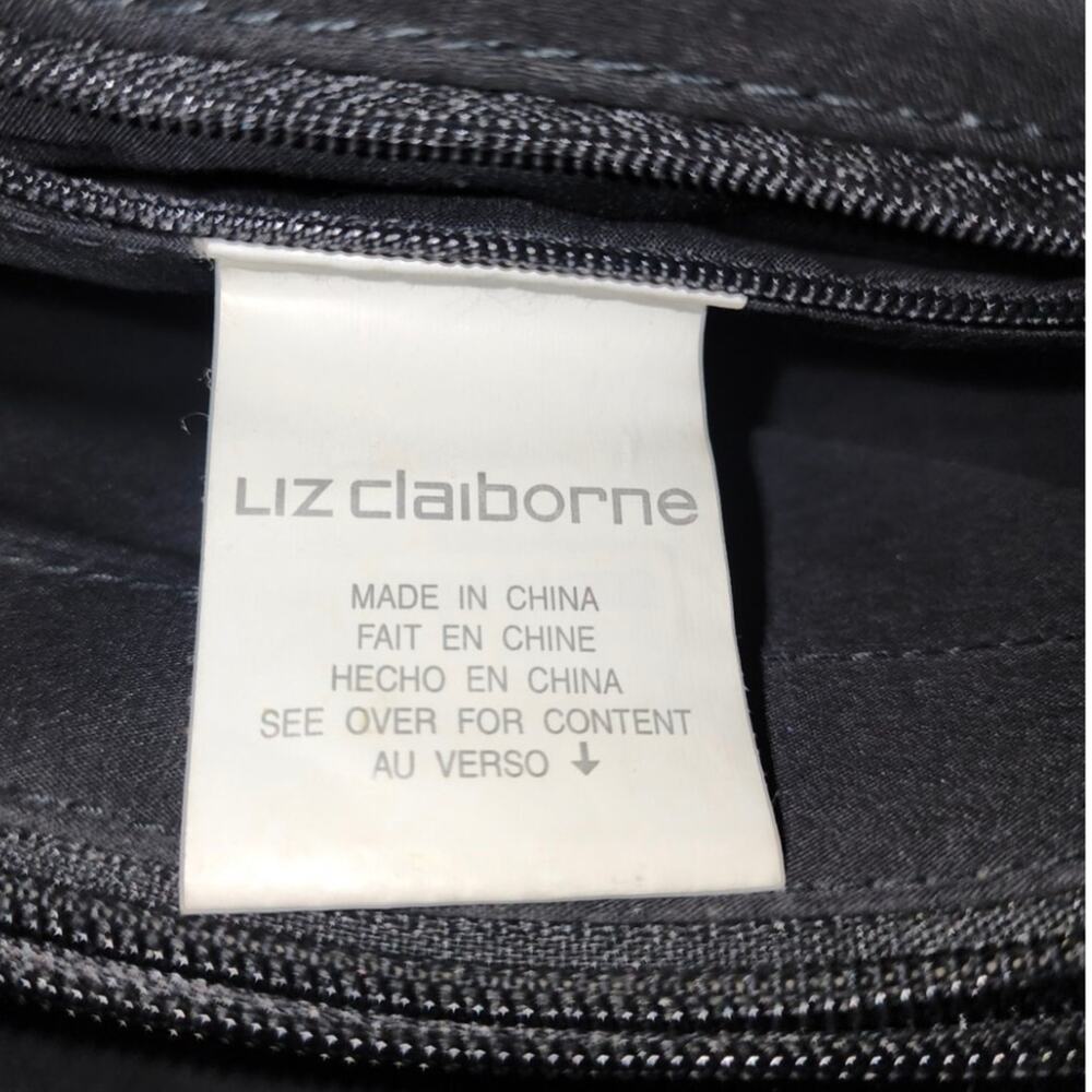 Liz Claiborne black woven shoulder bag contrasting stitching - Picture 12 of 12